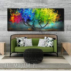 obraz na płótnie - abstrakcyjne drzewo kolorowe plamy 147x60cm 02595