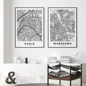 hogstudio zestaw plakatów - mapy miast kraków warszawa format 30x40 cm
