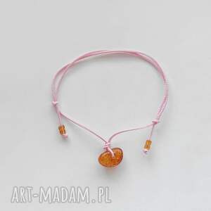 Okrąg bransoletka z bursztynem na sznurku - handmade damska