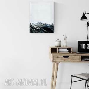 abstrakcja góry, minimalizm styl skandynawski salonu