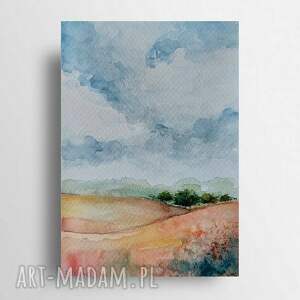 Z DRZEWAMI akwarela formatu A5, drzewa, pejzaż