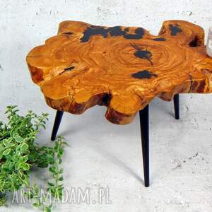woodenthick1 stolik kawowy 73 cm żywica drewno oliwne