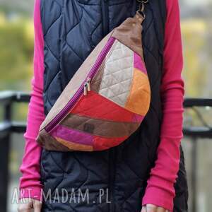 Prezent kolorowa patchworkowa damska nerka XXL, mini plecak
