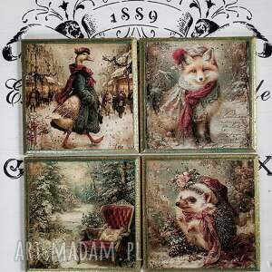 dekoracyjne podkładki vintage baśniowa kraina decoupage, shabby chic