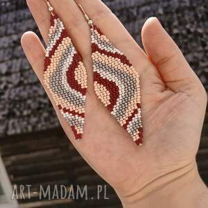 kolczyki podłużne romby z koralików