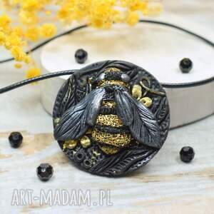 wisiorek pszczółka - czarno złoty, naszyjnik pszczoła prezent