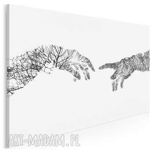 obraz na płótnie - dłonie dotyk 120x80 cm 41801, stworzenie, drzewa gałęzie