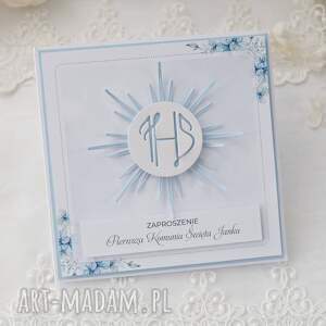 Zaproszenia komunijne dla chłopca niebieski 5 szt, komunia chlopiec