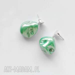 okrąg kolczyki, perła, srebro, zmatowione