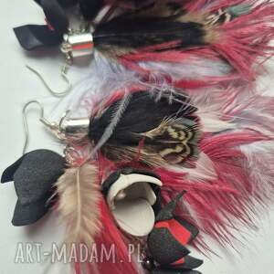 kolczyki piora kwiaty leciutkie duze niezwykle zwracaja uwage box x1