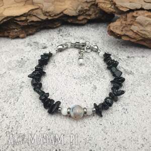 Bransoletka noc i dzień - i agat, selenit, obsydian
