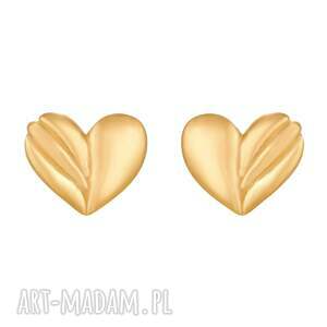 złote kolczyki zdobione serduszka sztyfty, seerca, sztyft
