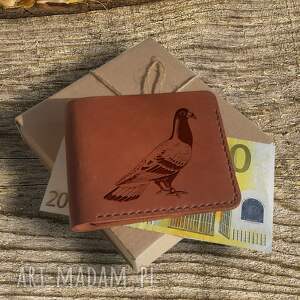 handmade prezent dla gołębiarza prezent dla hodowcy gołębi portfel męski skórzany