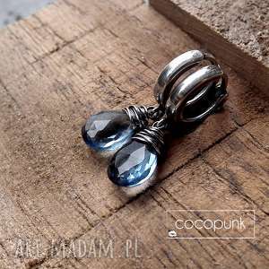 kropelki - srebro i kwarc iolitowy - minimalistyczne, romantyczne, eleganckie
