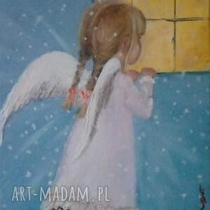 artedania aniołek, zamówienie specjalne, obraz olejny chrzest, ręcznie