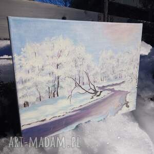 OBRAZ RĘCZNIE MALOWANY AKRYLOWY WRZOSOWY SZRON - 30x40cm