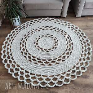 dywan szydełkowy okrągły ze sznurka 150cm do salonu