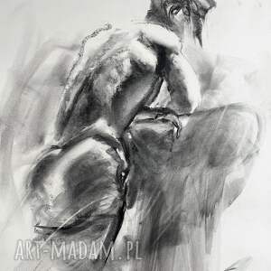 Manly - obraz węglowy czarno-biały 100x70 cm