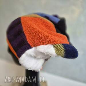 Czapka na podszewce kolorowa patchworkowa rękodzieło świetna