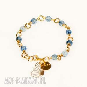 handmade złocona bransoletka z niebieskim kwarcem c874