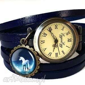 handmade zegarki jednorożec - zegarek / bransoletka na skórzanym pasku