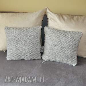 poszewki na poduszkę ręcznie robione drutach, handmade komplet /1/