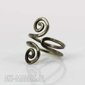 wężowy - rozm m mosiężny pierścionek 2510 14 ooak biżuteria słowiańska