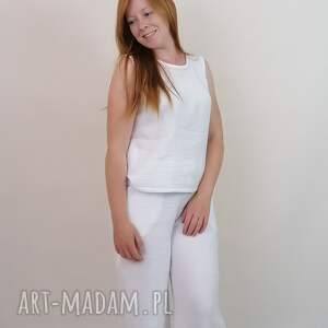 handmade spodnie spodnie damskie muślinowe białe