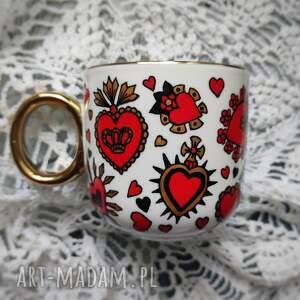 kubki ręcznie malowany kubek serce hearts walentynki dla żony, dzień