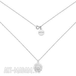 Srebrny naszyjnik ze słonecznikiem, kolczyki, srebro, kwiat