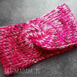 opaska róż melanż opasak, jesień, zima szydełku, różowa
