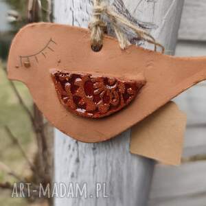 Ptaszek ceramiczny - zawieszka handmade do ogrodu i na balkon