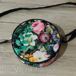 round bag - kwiaty, elegancka nowoczesna, wesele, komunia, prezent