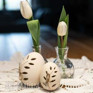 handmade dekoracje wielkanocne zestaw dwóch jajek ceramicznych (10cm i 7,5cm)
