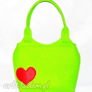 handmade na ramię green & heart