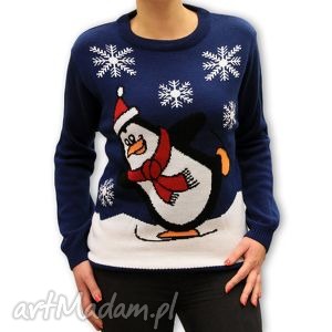 handmade święta upominki sweter świąteczny unisex - pingwinek (s, L