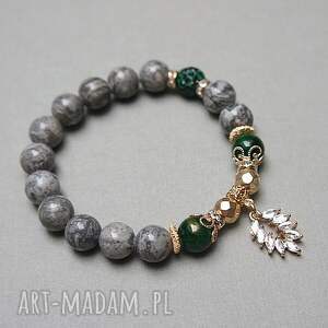 handmade kolekcja rich - jasper and emerald /glamour/ - bransoletka