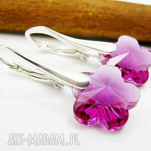 kolczyki "kwiecisty róż" swarovski fuchsia