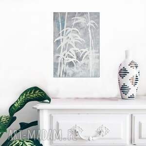 bambusy /2/, obraz ręcznie malowany na płótnie, botanika dekoracja
