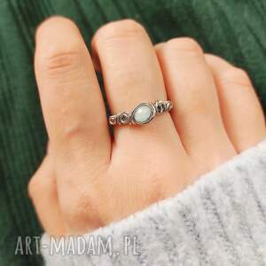 Prezent Pierścionek Akwamaryn regulowany stal chirurgiczna