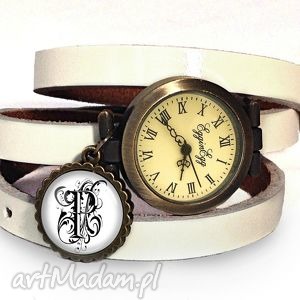 monogram na życzenie - zegarek/bransoletka skórzanym pasku personalizowana