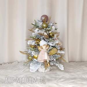 brokatovo choinka z szyszek aniołkami dekoracja na boże narodzenie, stroik