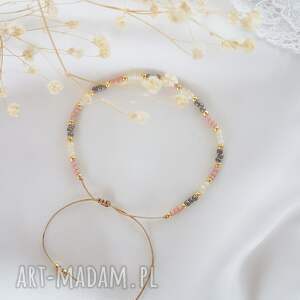 bransoletka z drobnych koralików, biżuteria handmade szkło japońskie, pastelowe