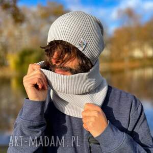 Męski bawełniana bandana zimowa „Jasny szary”, komin