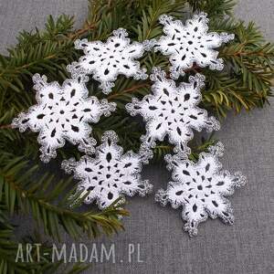 zestaw bialo srebrnych gwiazdek na choinkę 6szt, ozdoby świąteczne, dekoracje
