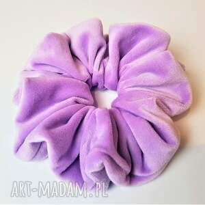 handmade ozdoby do włosów mięciusia frotka typu scrunchie w liliowym
