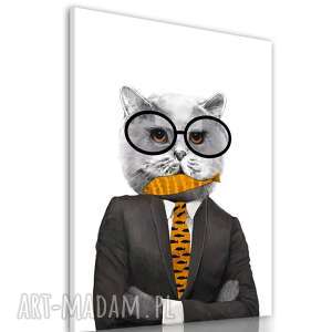 obraz drukowany na płótnie hipsterski kot w marynarce i okularach formacie
