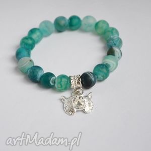 bracelet by sis tygrys w zielonym agacie srebro, agat, kamienie, prezent