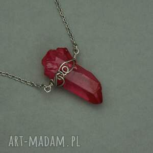 handmade naszyjniki naszyjnik minimalistyczny talizman czerwony kryształ górski wire