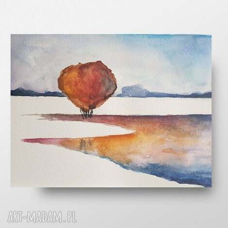 Oryginalna akwarela Drzewo - pejzaż 24x18 cm (sygnowana)